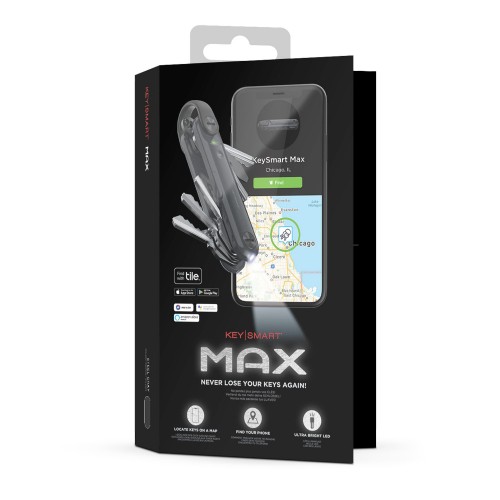 KeySmart Max mit Kachel Smart Location Stahlgrau
